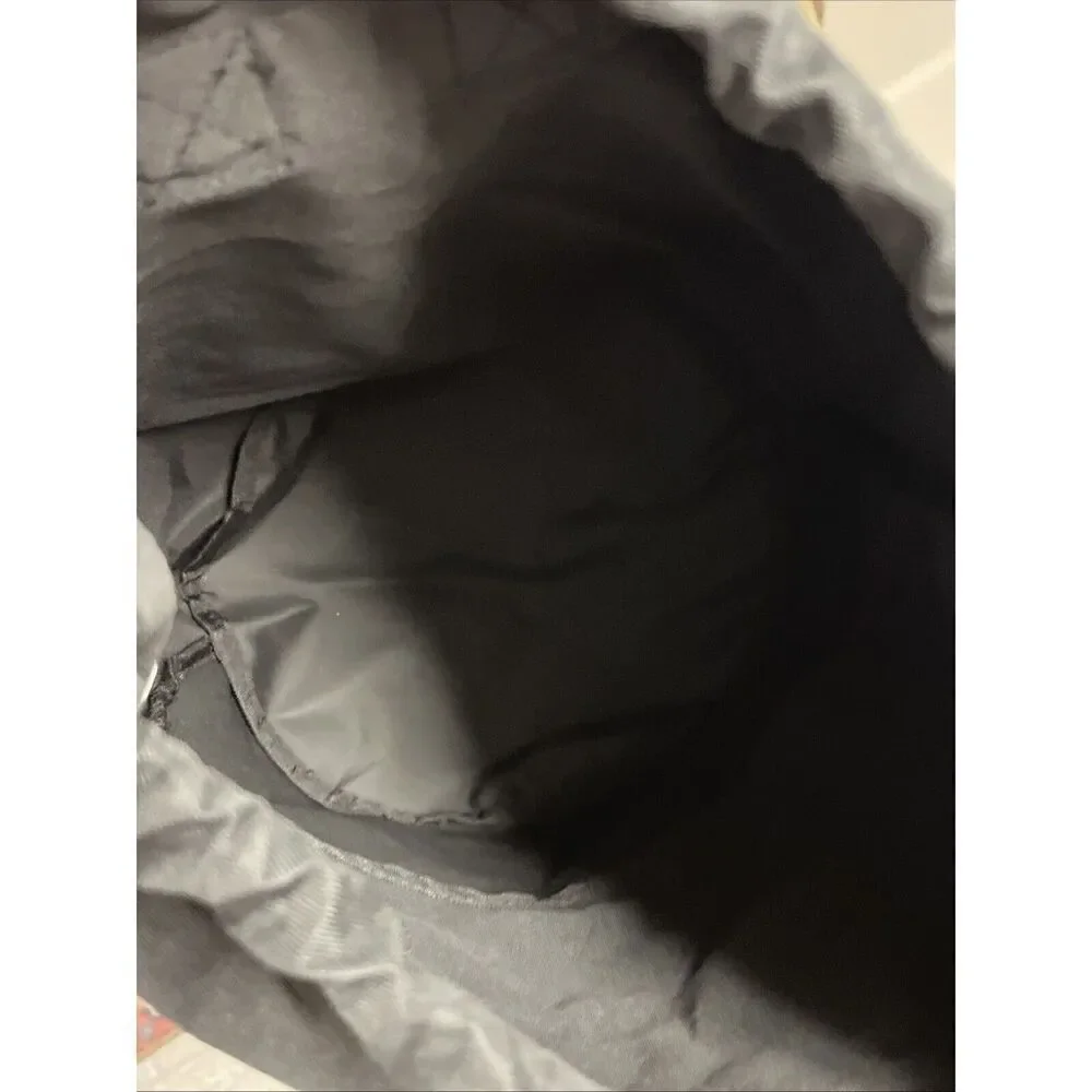 PINK Victoria's Secret Cinch Drawstring Large Back Pack Black/Silver NWOT